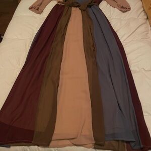 orange creek Multicolor Panel Maxi Dress - Plum, Olive, Taupe, Slate